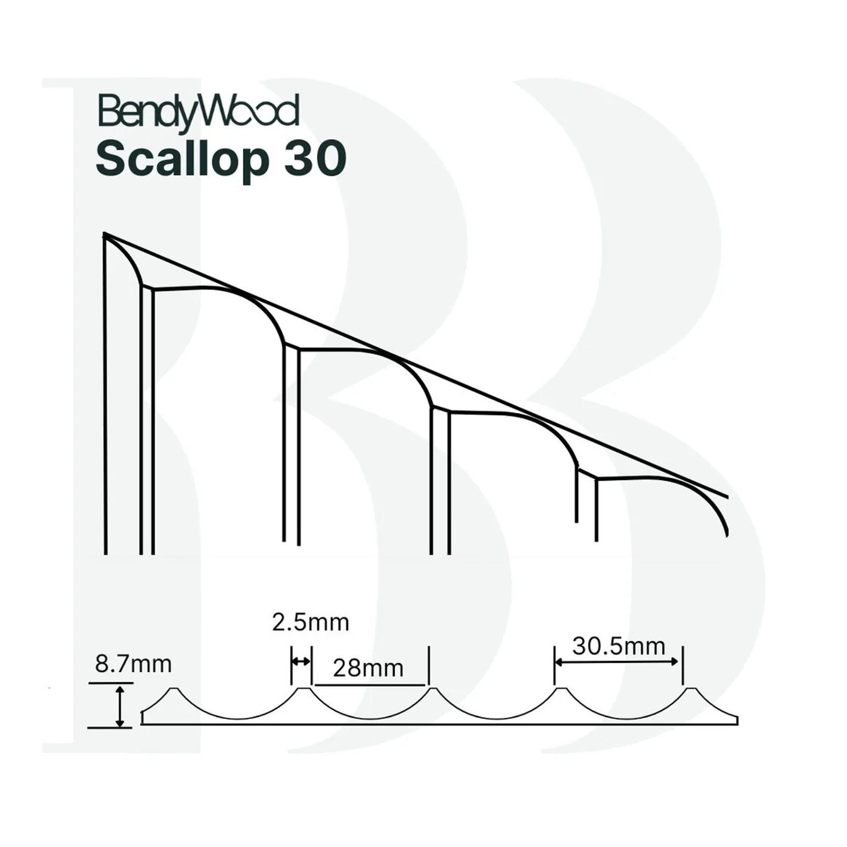 BendyWood Scallop 30 Primed - Cross Cut gallery detail image