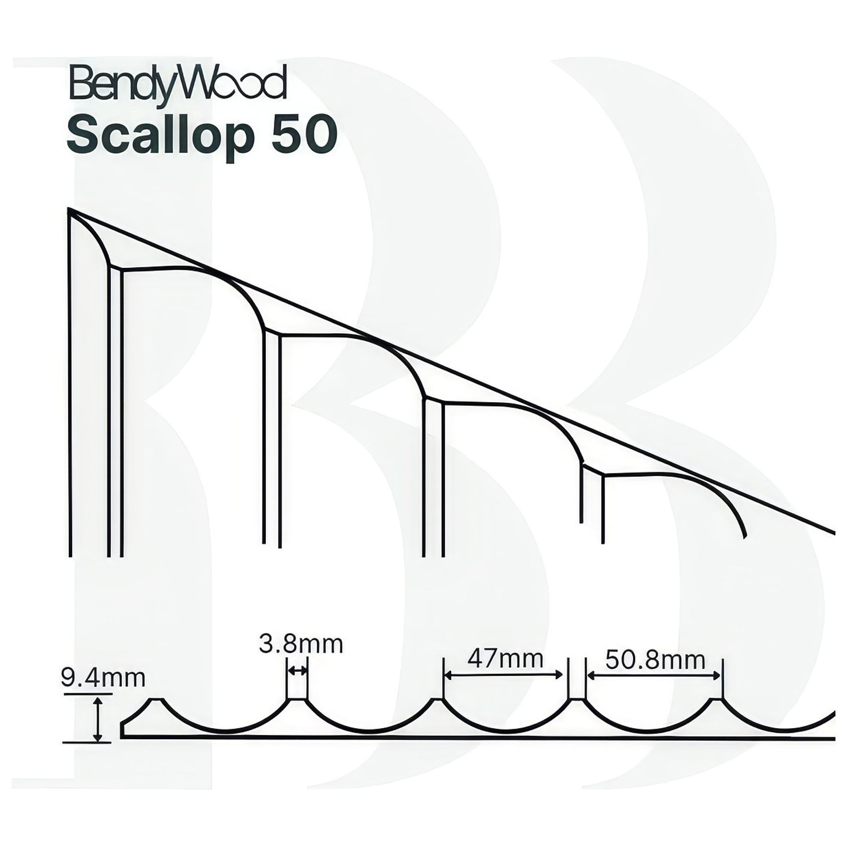 BendyWood Scallop 50 Primed - Cross Cut gallery detail image