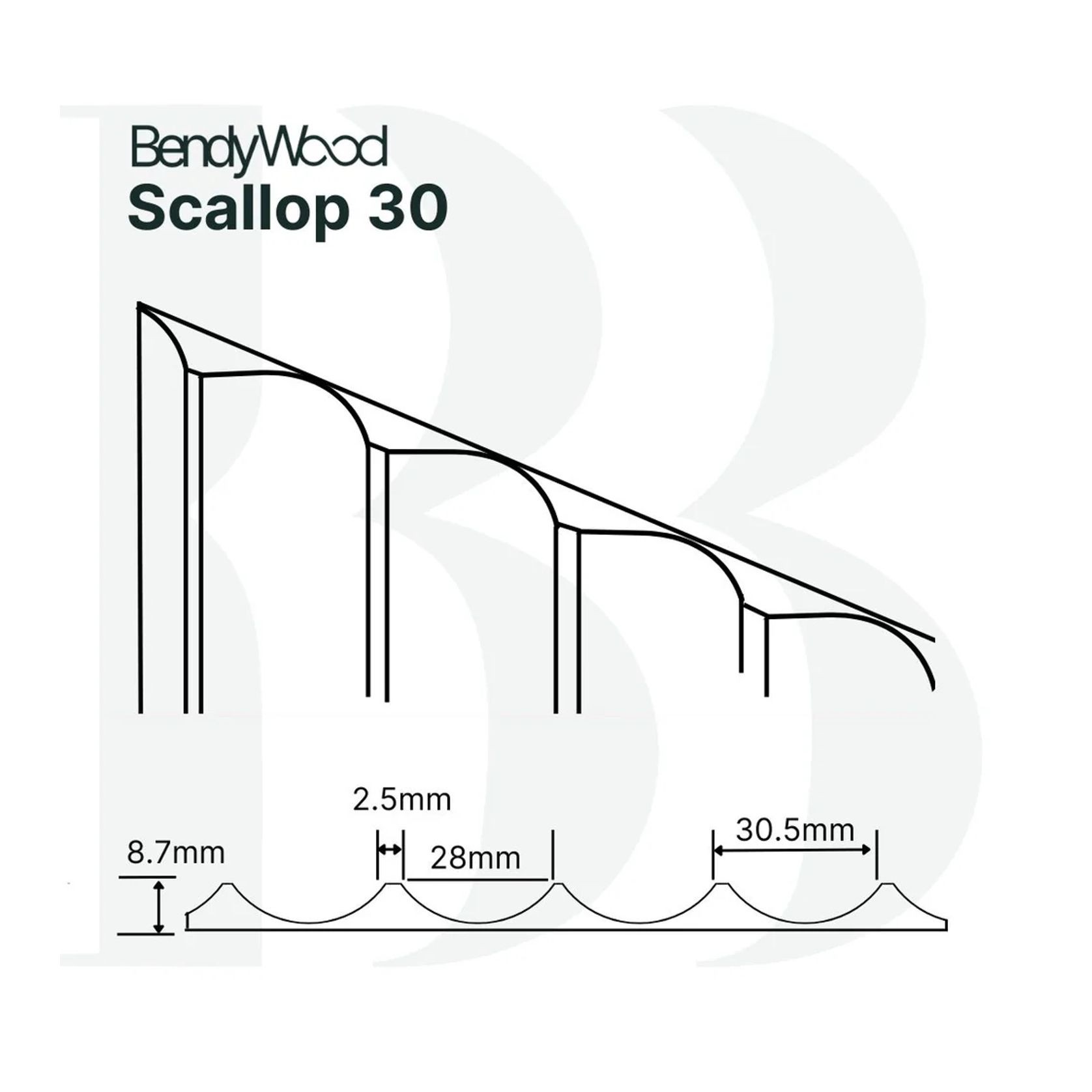 BendyWood Scallop 30 Primed - Wall Panel gallery detail image