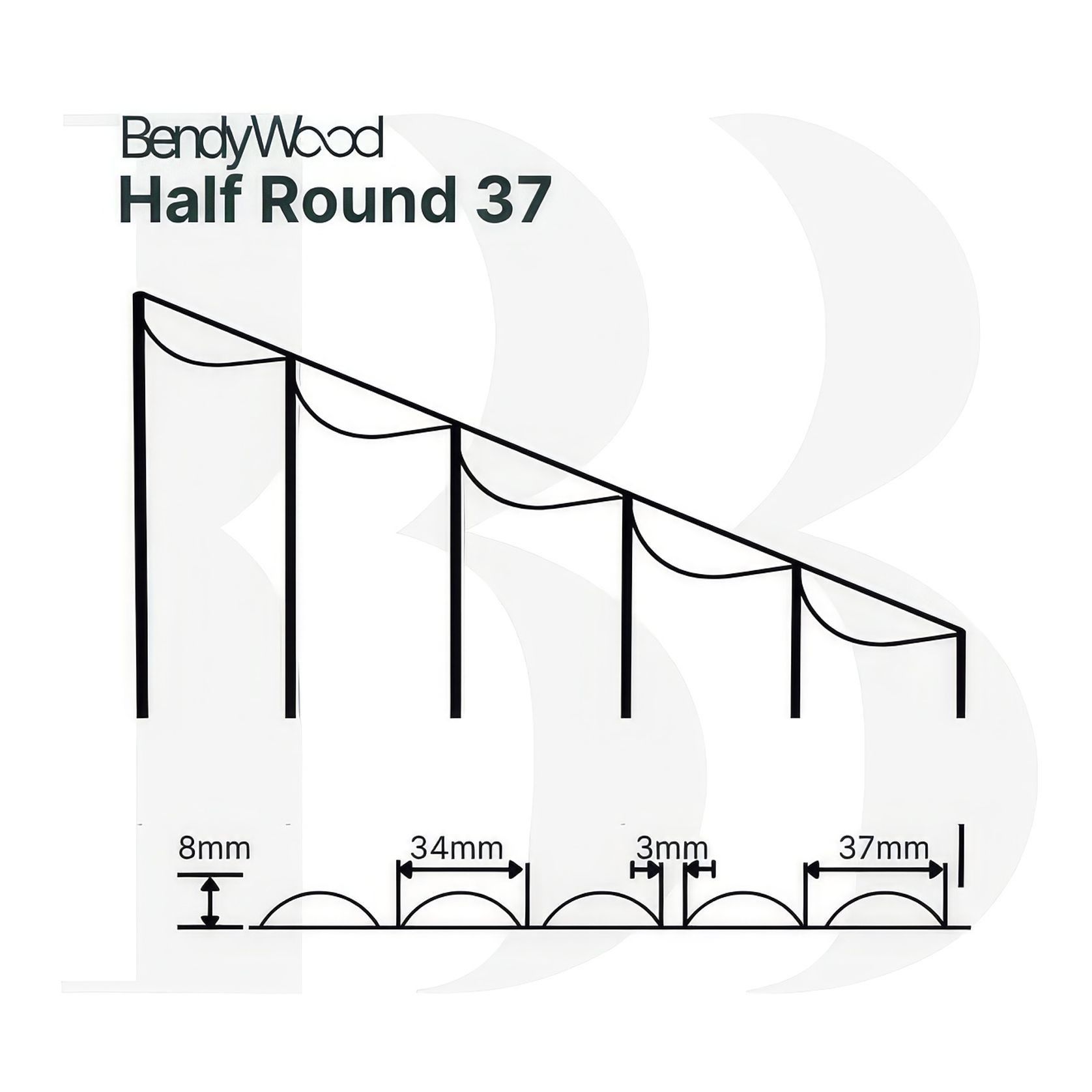 BendyWood Half Round 37 Black Walnut - Wall Panel gallery detail image