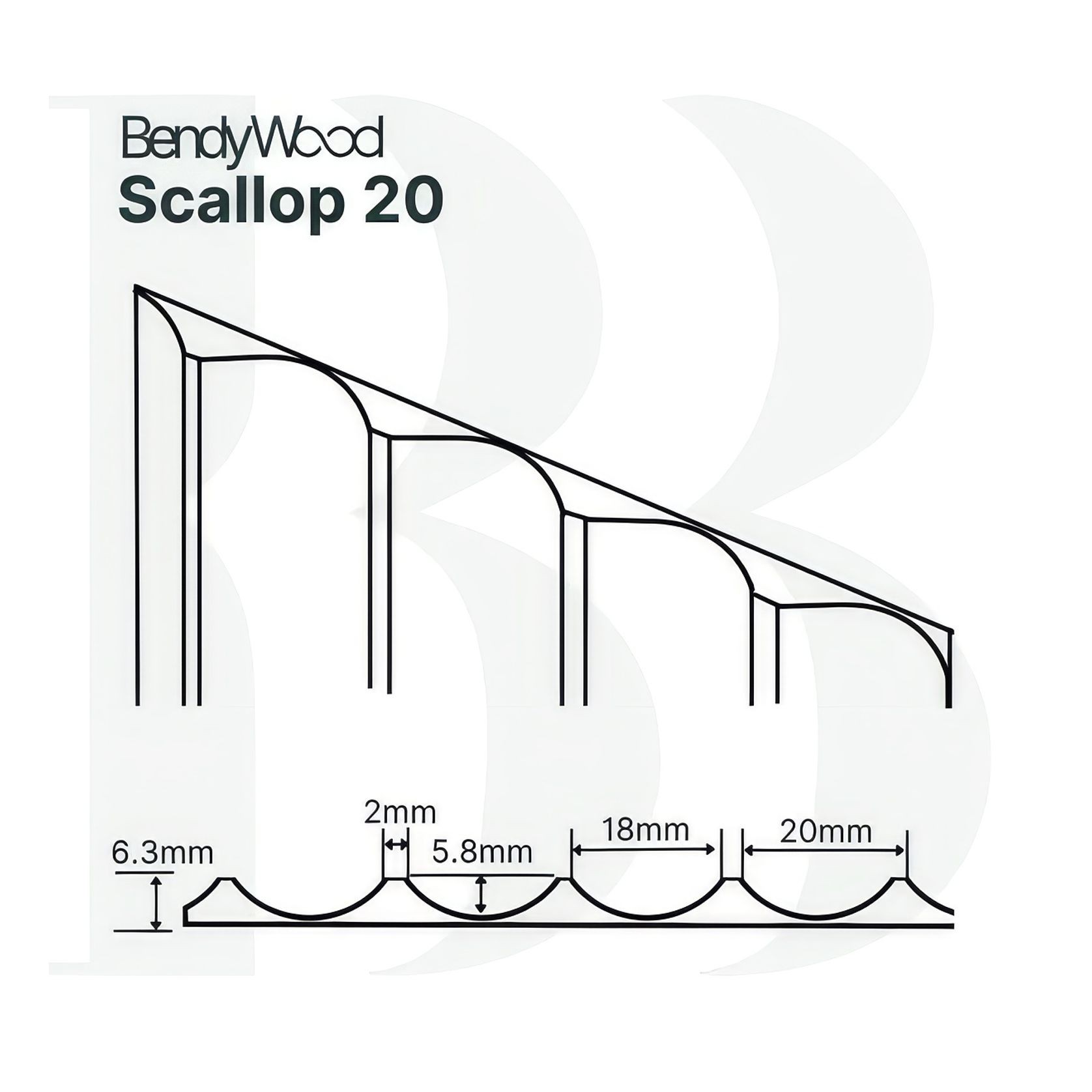 BendyWood Scallop 20 Primed - Cross Cut gallery detail image