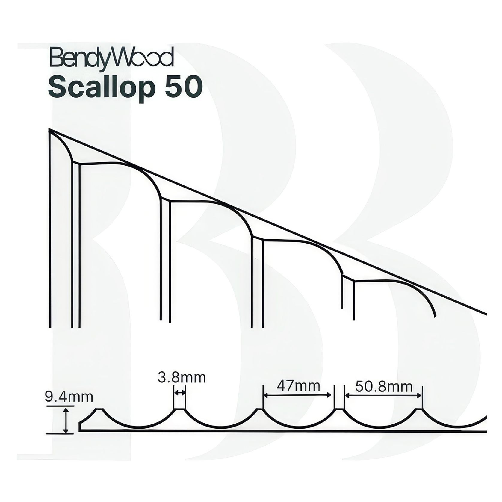 BendyWood Scallop 50 Primed - Wall Panel gallery detail image