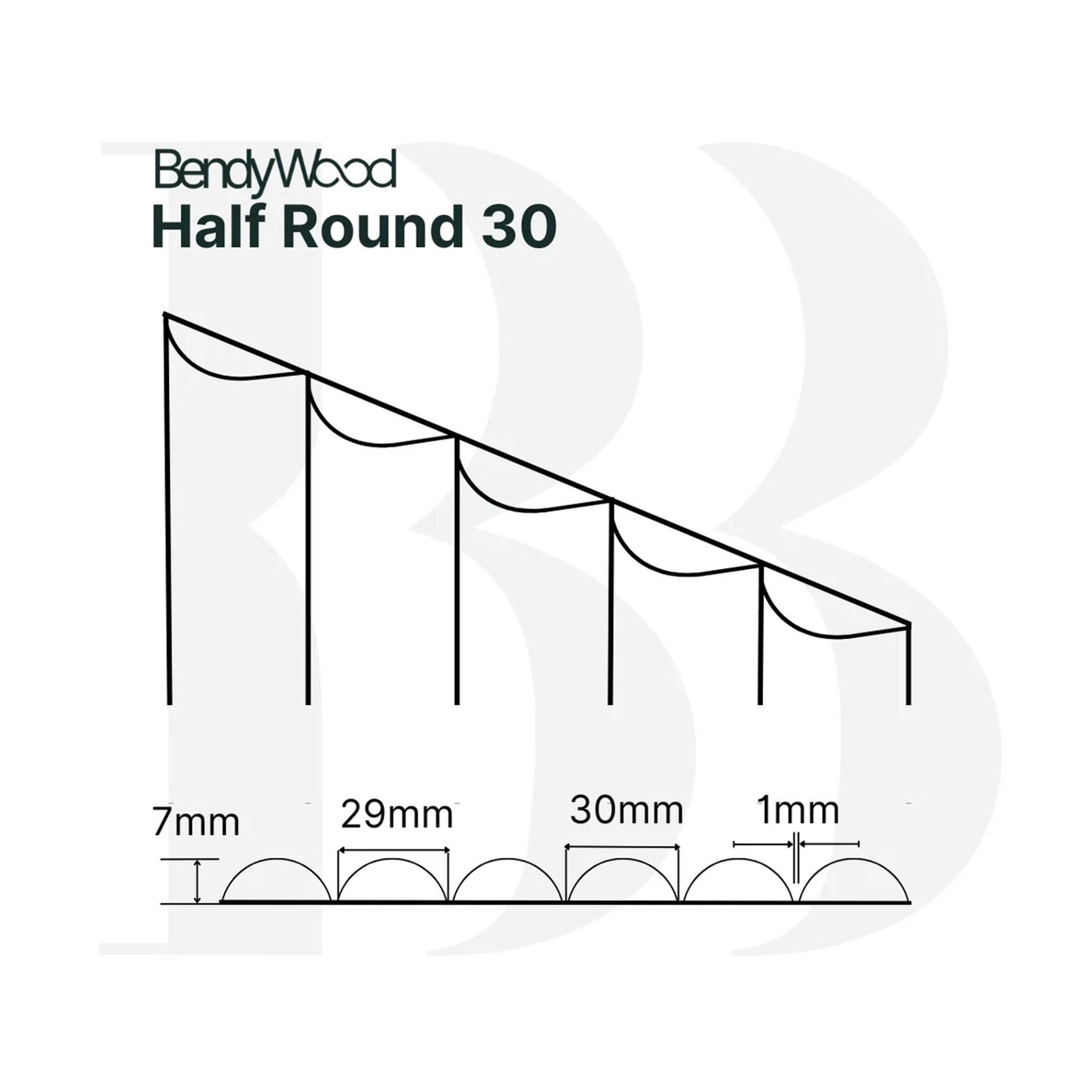 BendyWood Half Round 30 Primed - Cross Cut gallery detail image