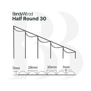 BendyWood Half Round 30 Primed - Cross Cut gallery detail image