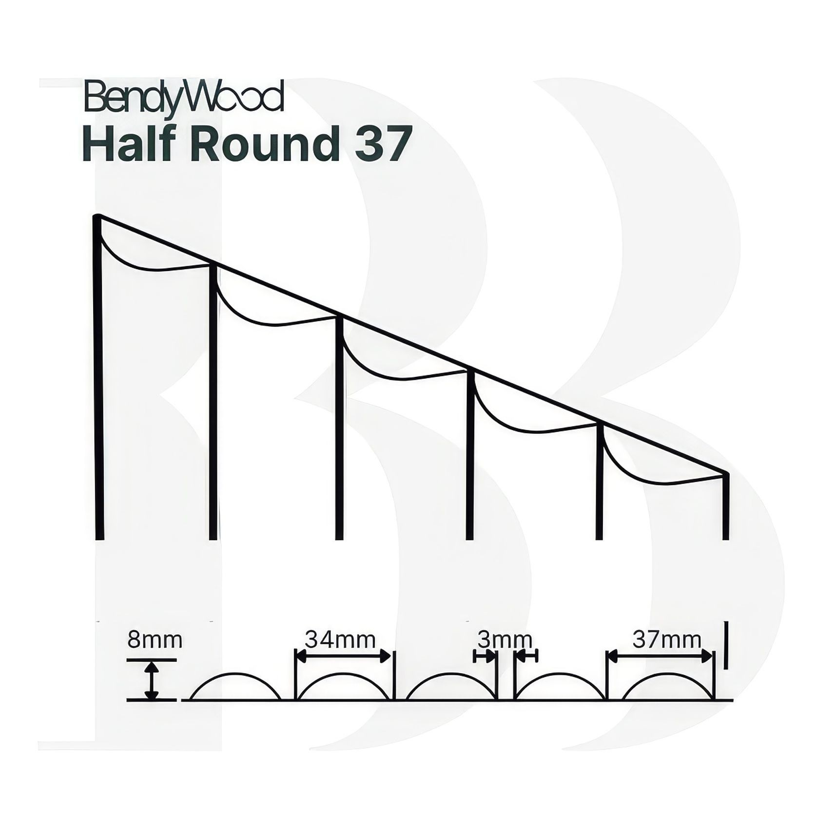 BendyWood Half Round 37 Oak - Wall Panel gallery detail image