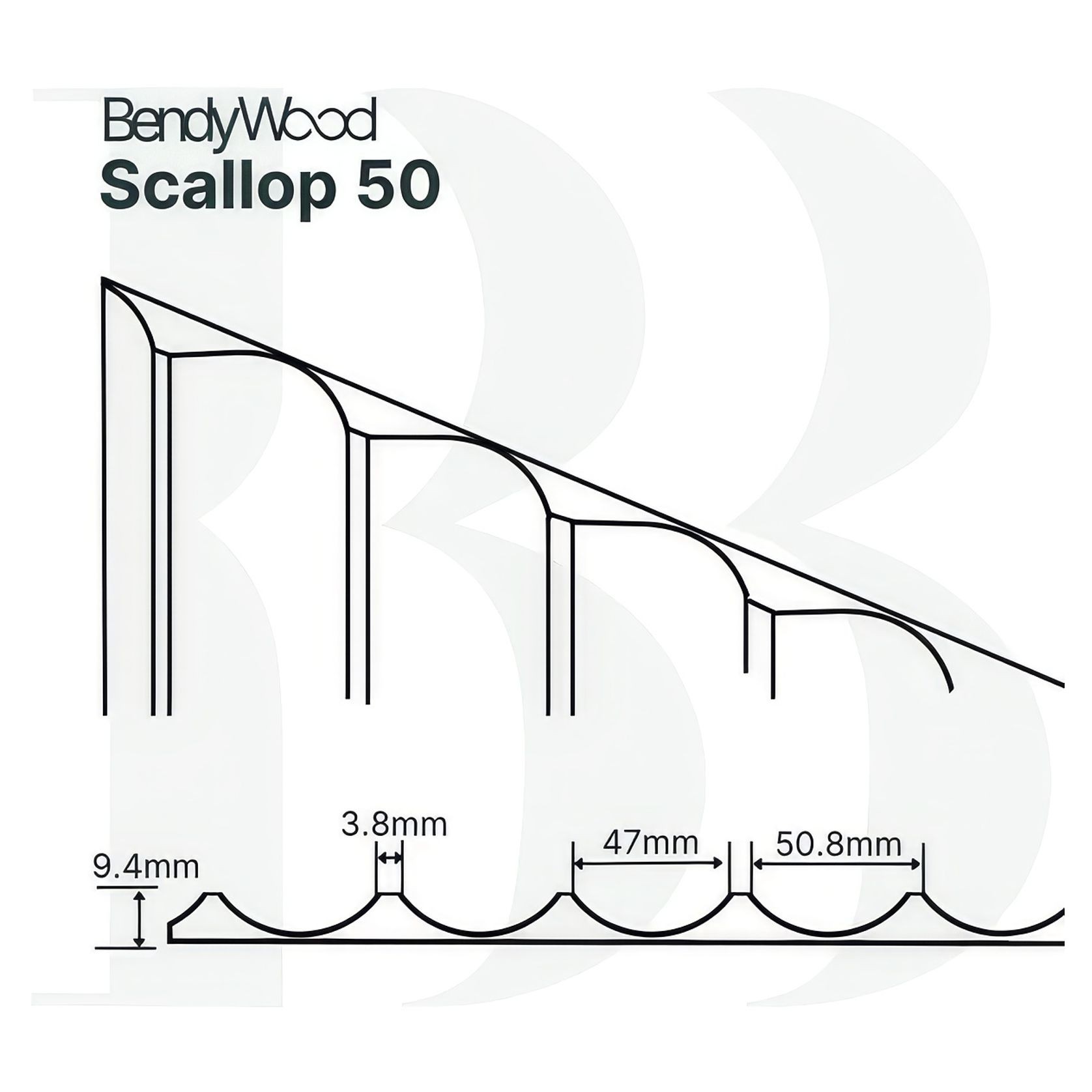 BendyWood Scallop 50 Primed - Cross Cut gallery detail image