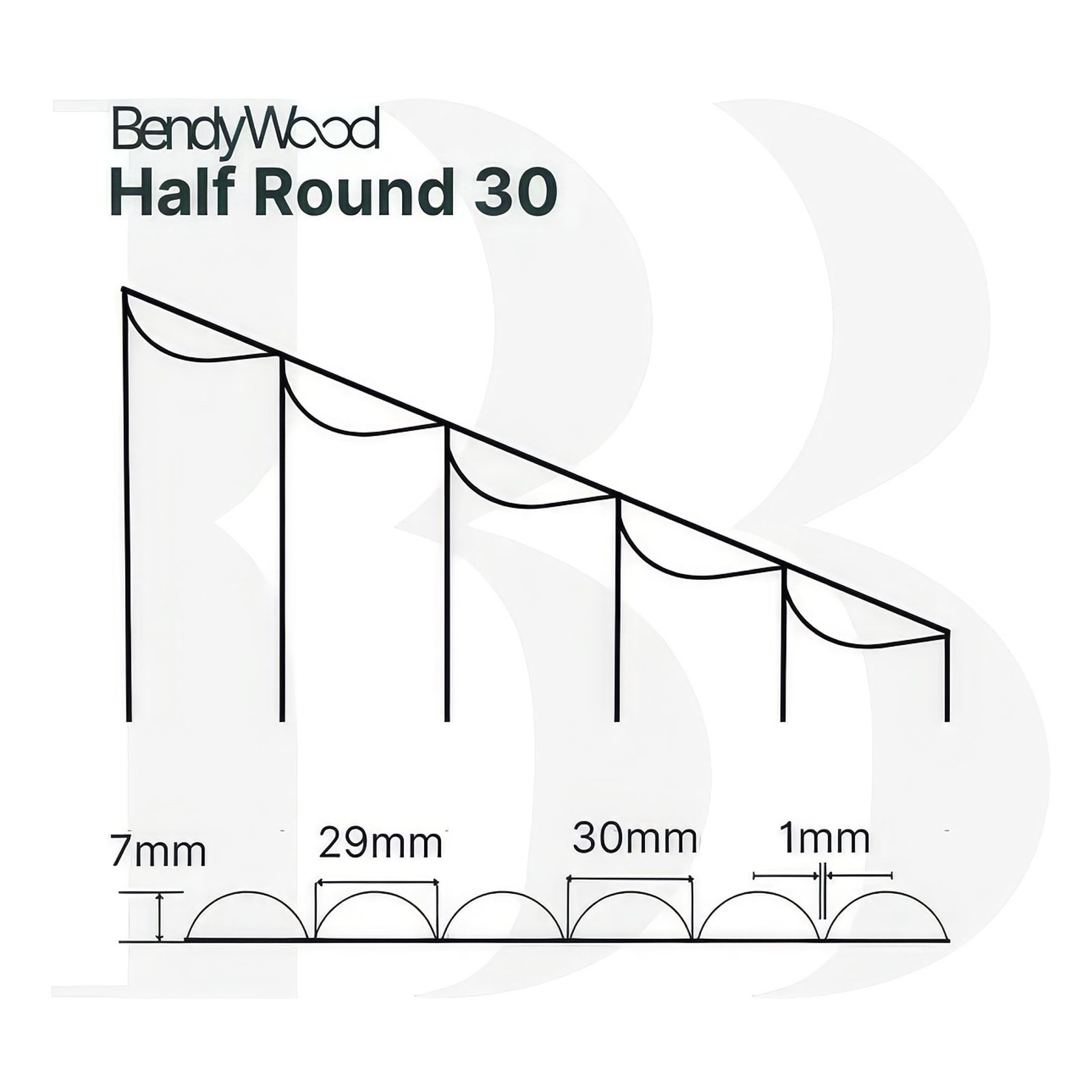 BendyWood Half Round 30 Raw - Cross Cut gallery detail image
