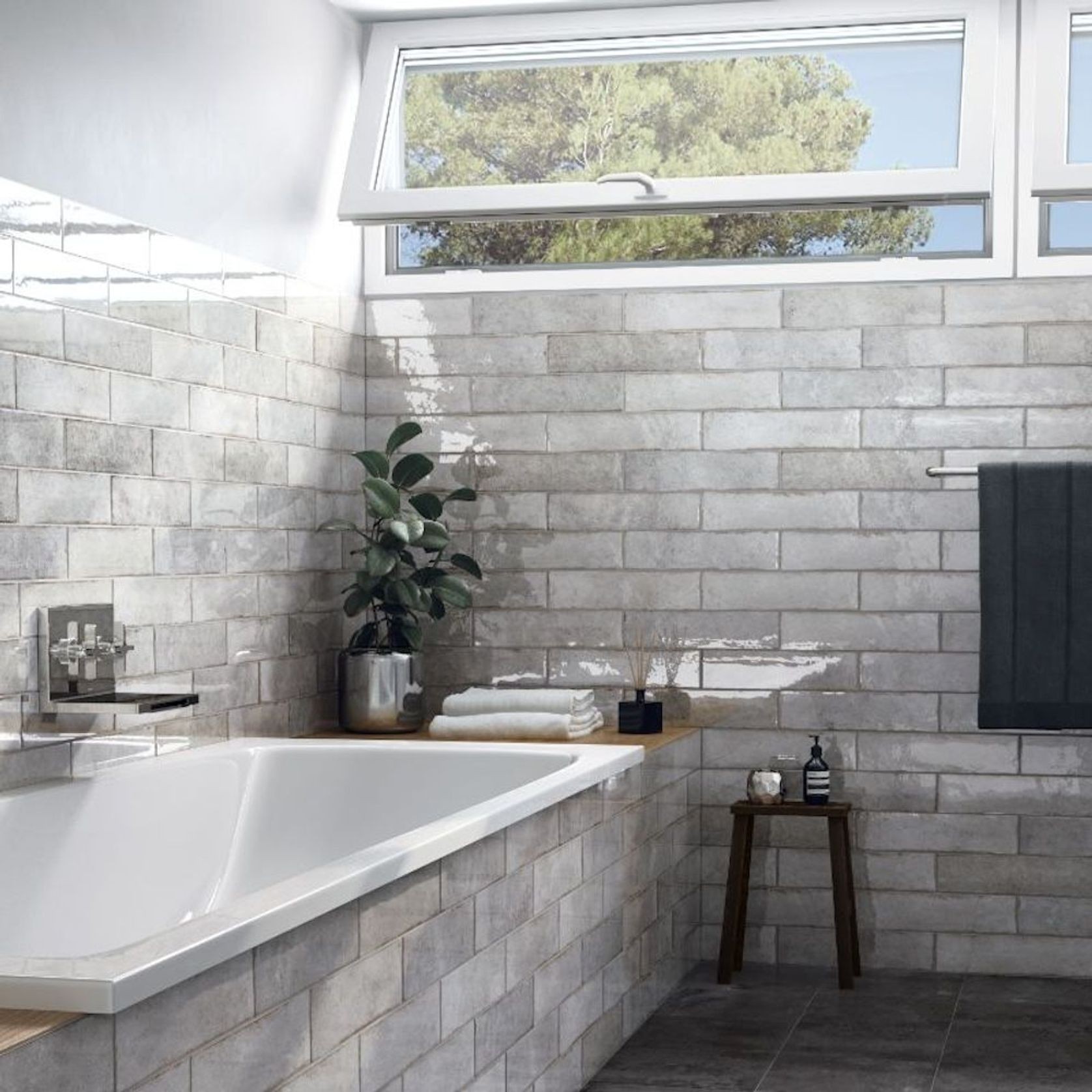 Tremain Grey Whisper Gloss Subway 246x60mm gallery detail image