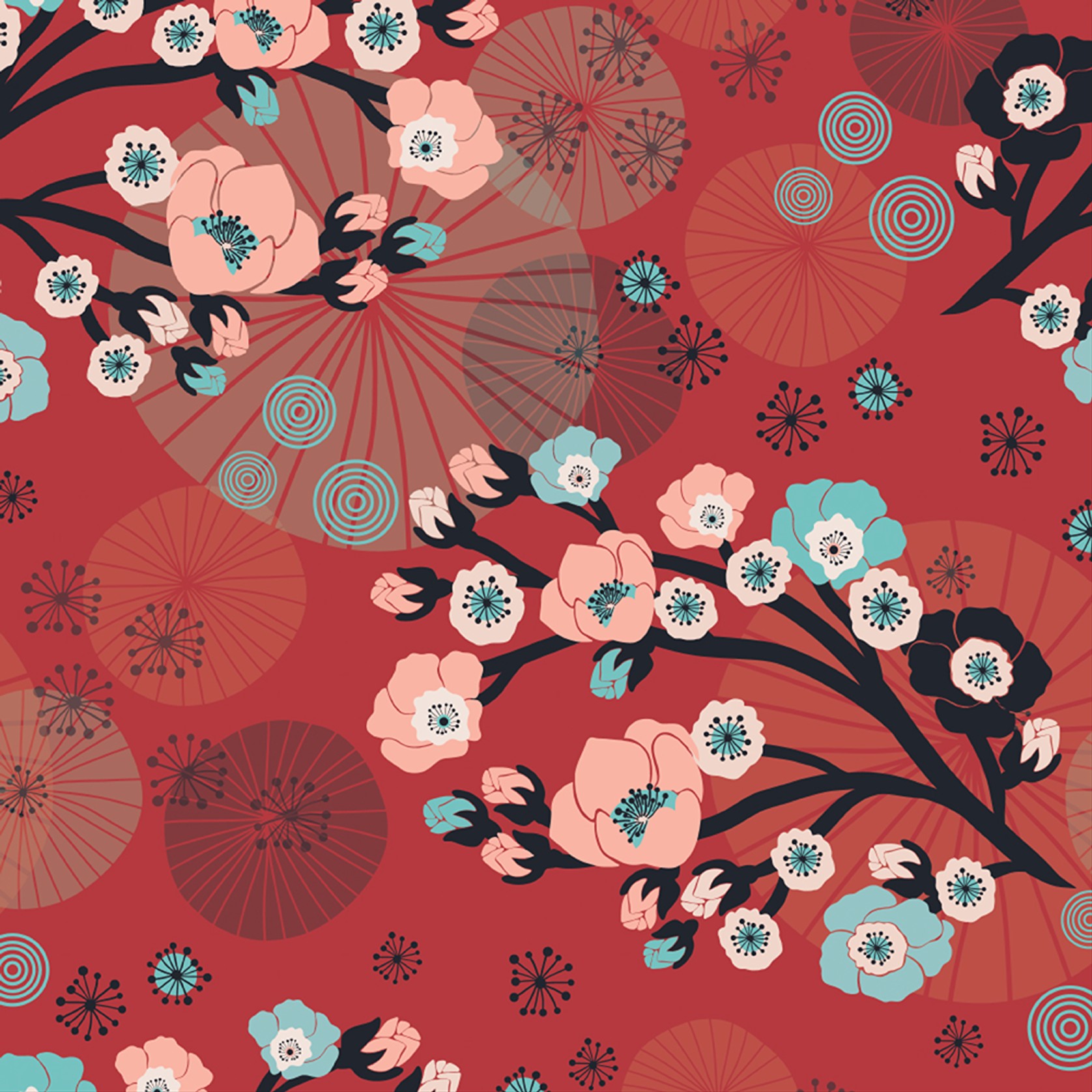Cherry Blossoms Wallpaper - Red gallery detail image