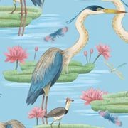 Heron, Jacana & Giant Lilypad Wallpaper gallery detail image