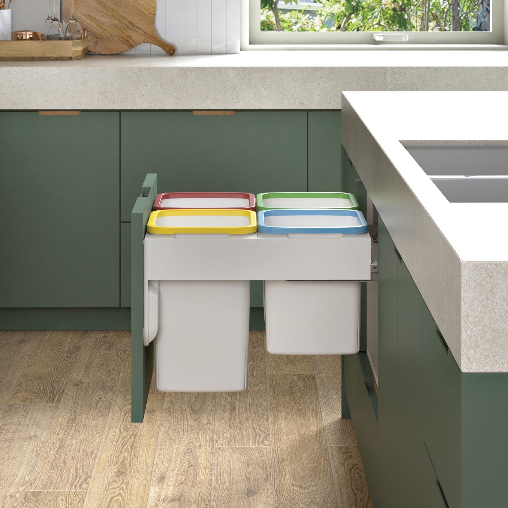 Concelo 2x13L 2x16L Buckets | Waste + Recycling | White gallery detail image