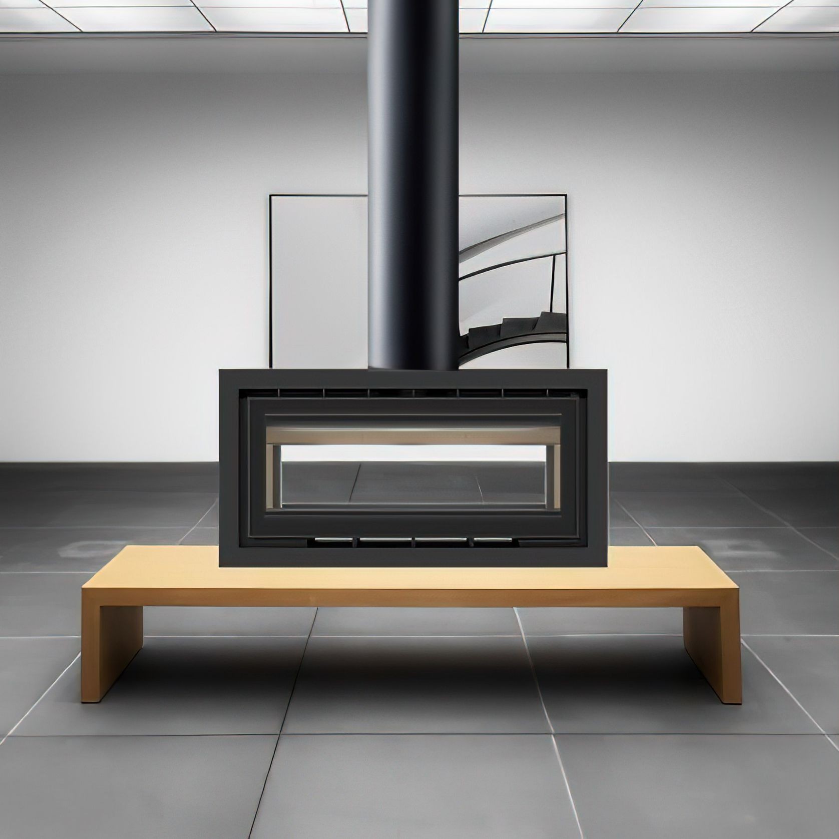 ADF Linea 100 Duo B Freestanding Fireplace gallery detail image