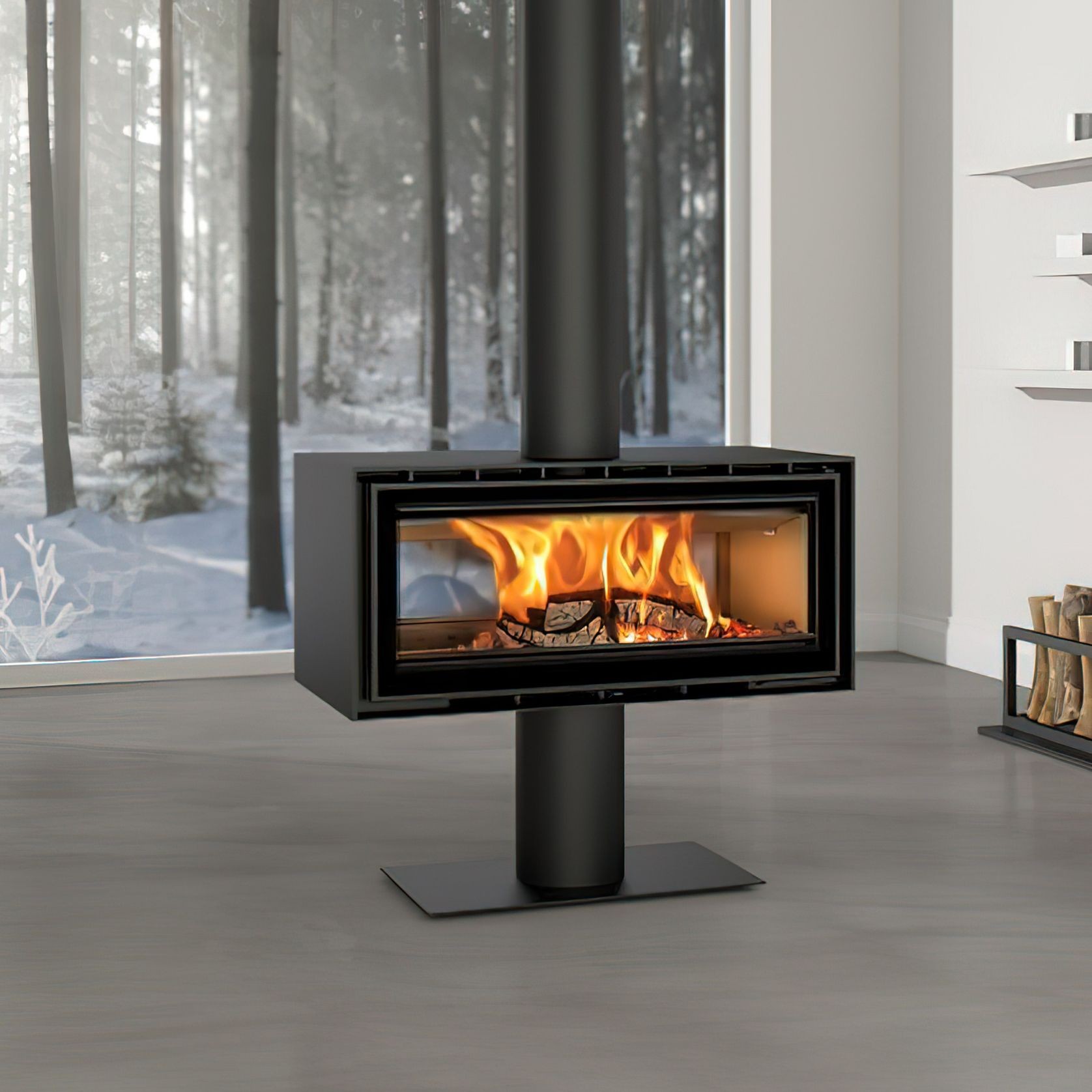 ADF Linea 100 Duo P Freestanding Fireplace gallery detail image