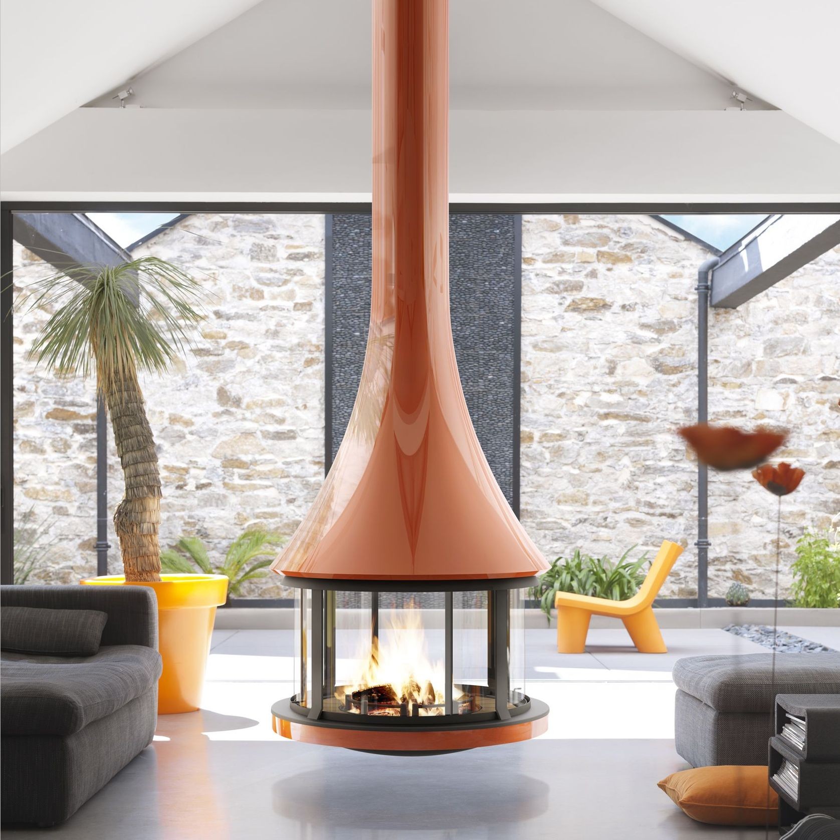 JC Bordelet Zelia 908 - Suspended Wood Fireplace gallery detail image