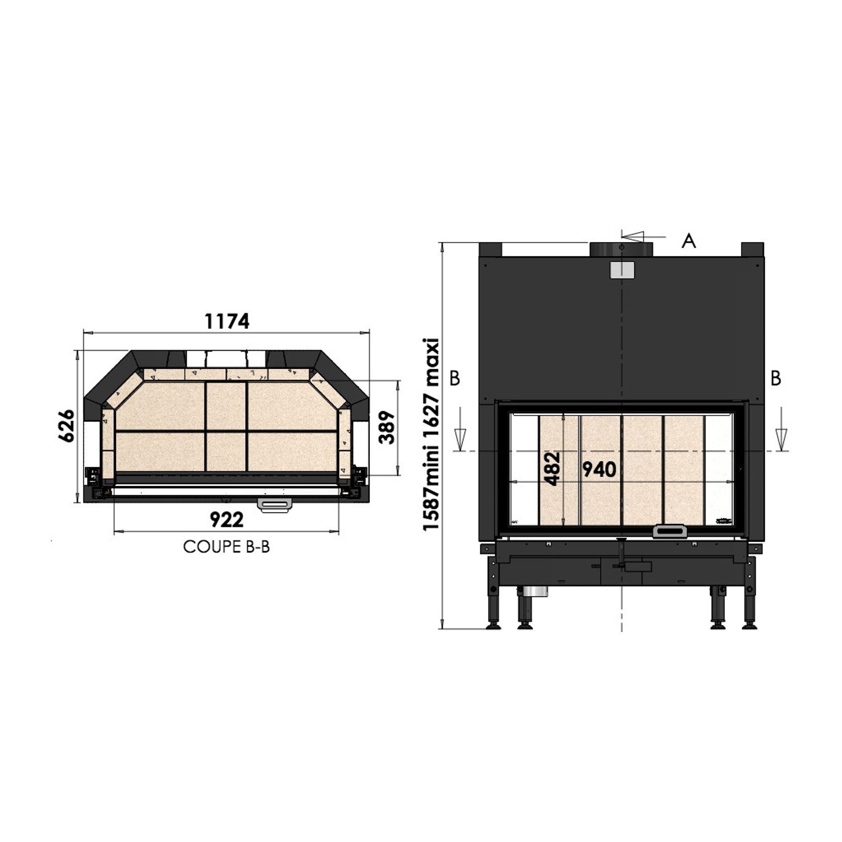 Cheminee Chazelles Designer D1200 Wood Fireplace gallery detail image