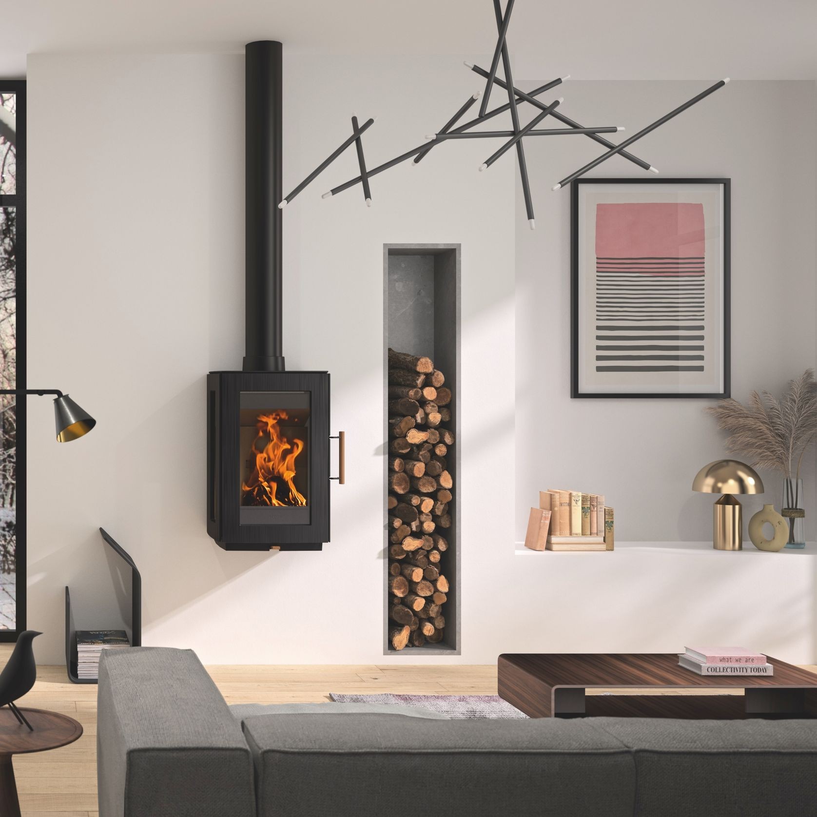 Hergóm Glow Wood Fireplace Wallmount gallery detail image