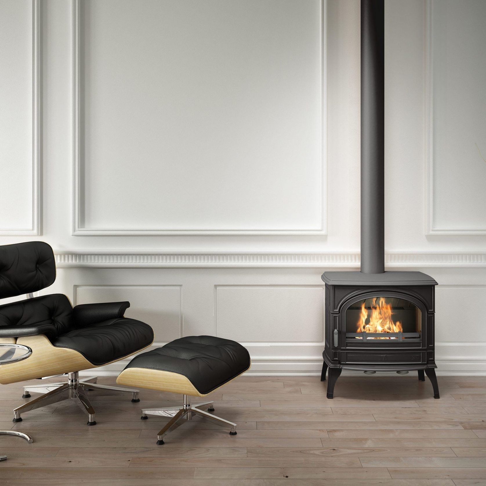 Seguin Topaze Freestanding Fireplace - Grey gallery detail image