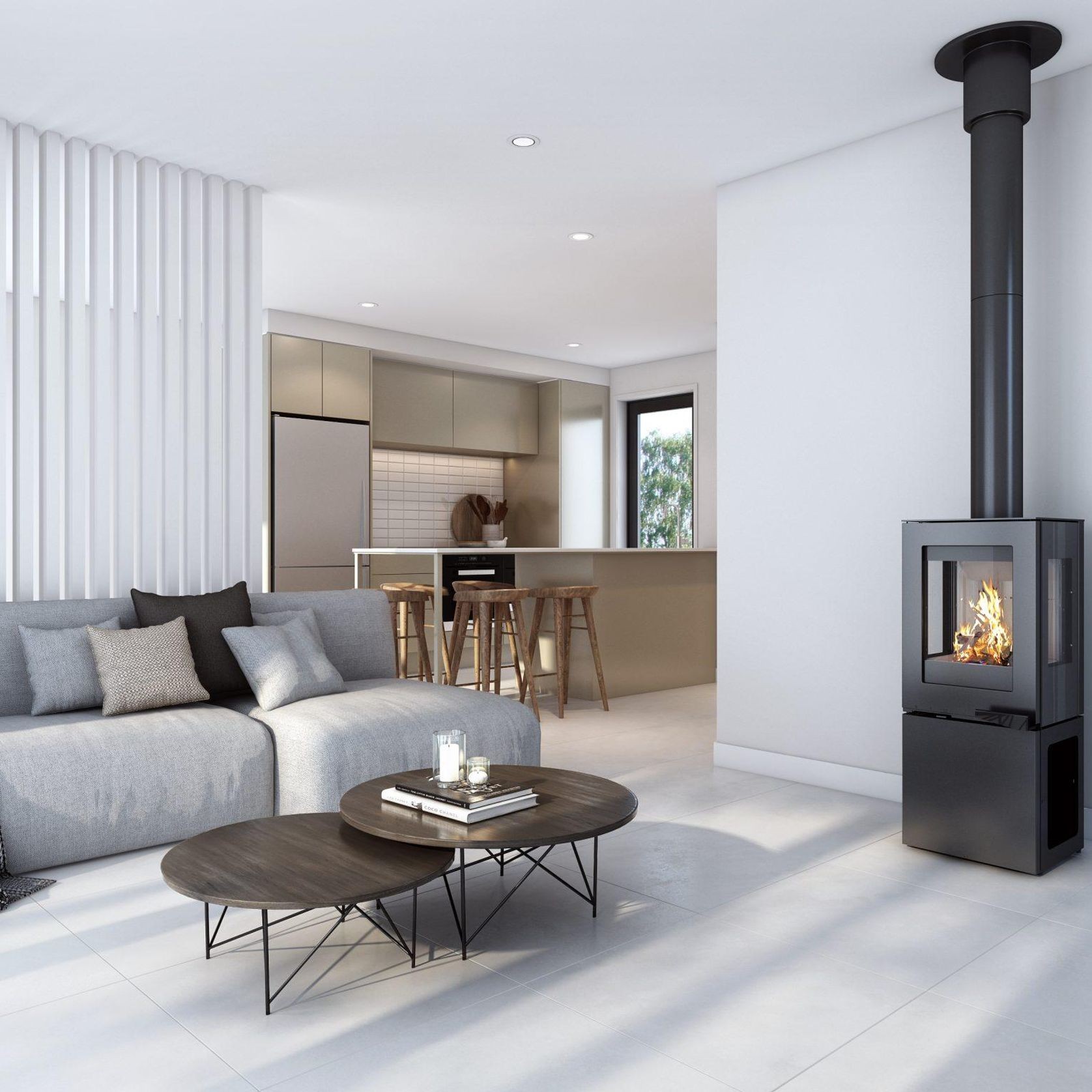 Visionline Pera Freestanding 3 x Sided Wood Fireplace gallery detail image