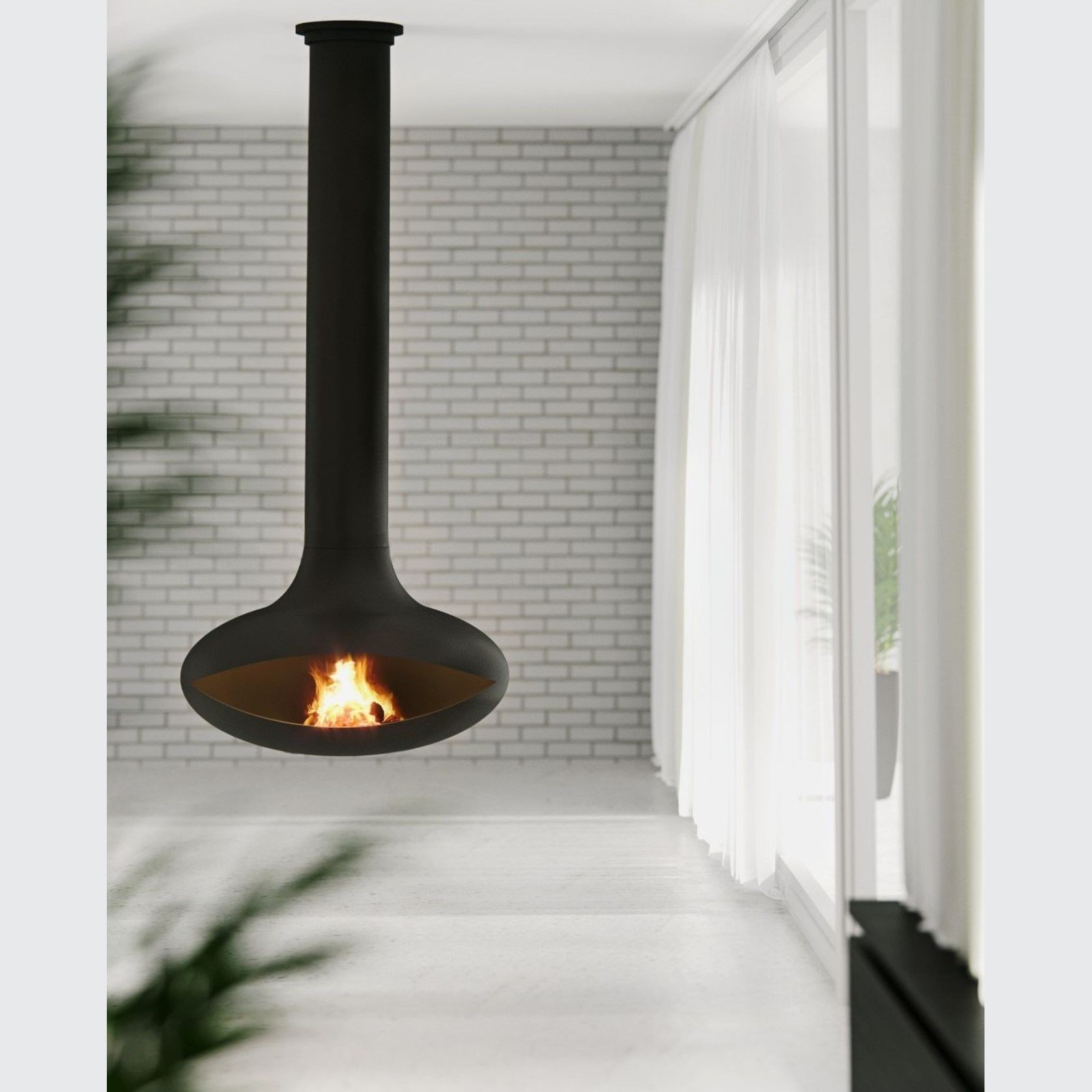 Zen Suspended Elegante Wood Fireplace gallery detail image