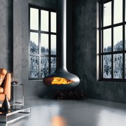 Zen Suspended Elegante Wood Fireplace gallery detail image