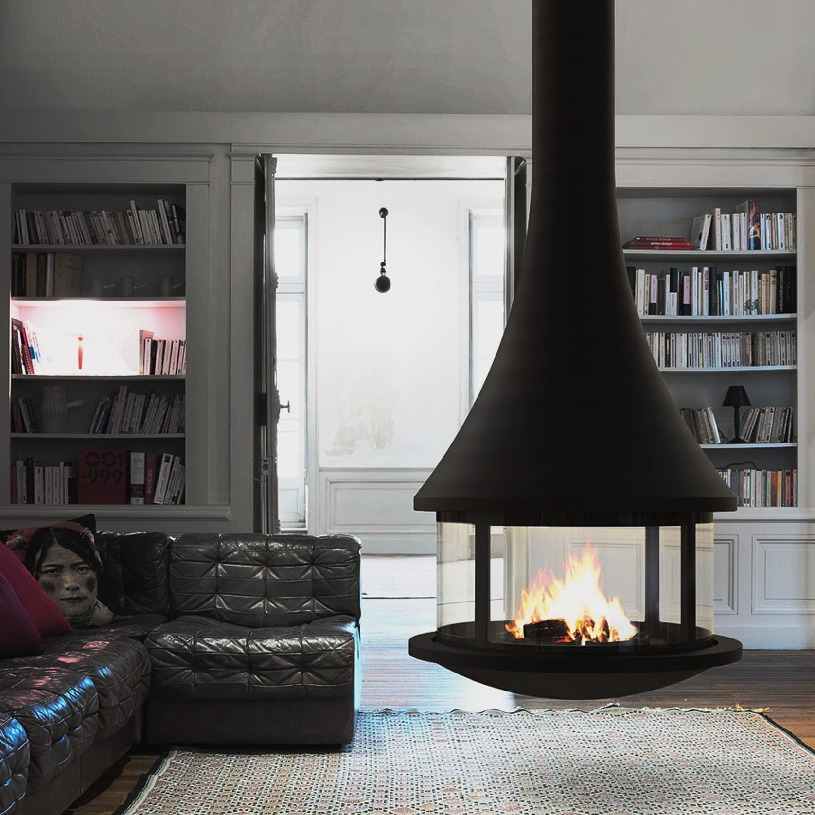 JC Bordelet Zelia 908 - Suspended Wood Fireplace gallery detail image