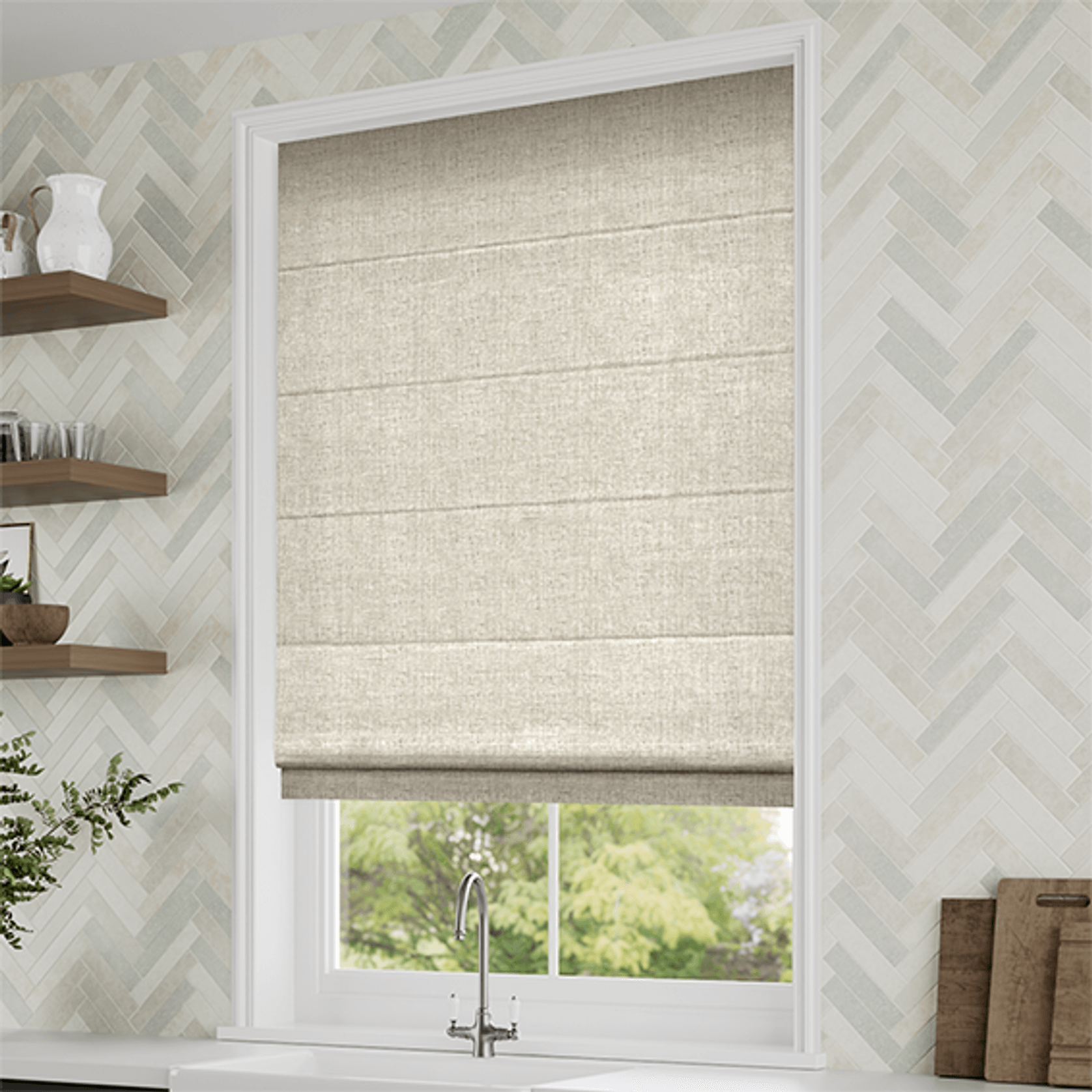 Bijou Linen Oatmeal | Roman Blinds gallery detail image