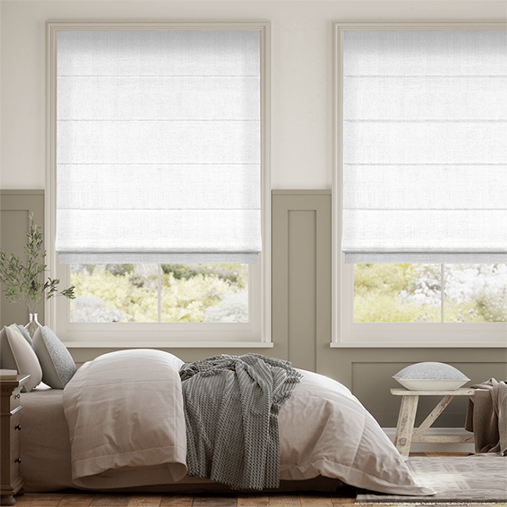 Bijou Linen White | Roman Blinds gallery detail image