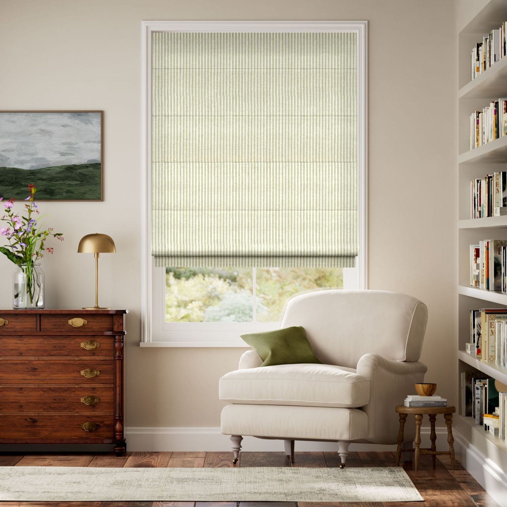 Ella Stripe Pistachio | Roman Blinds gallery detail image