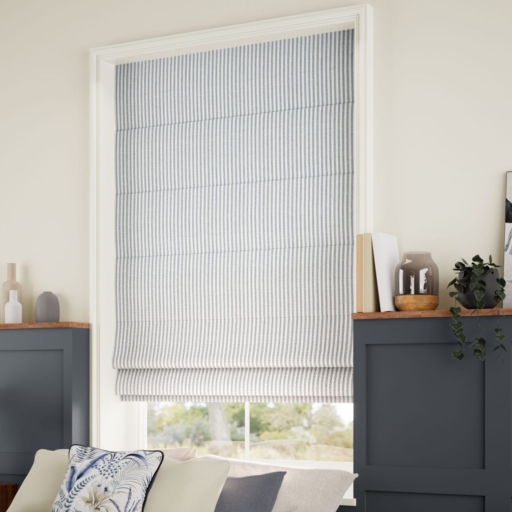 Ella Stripe Storm | Roman Blinds gallery detail image