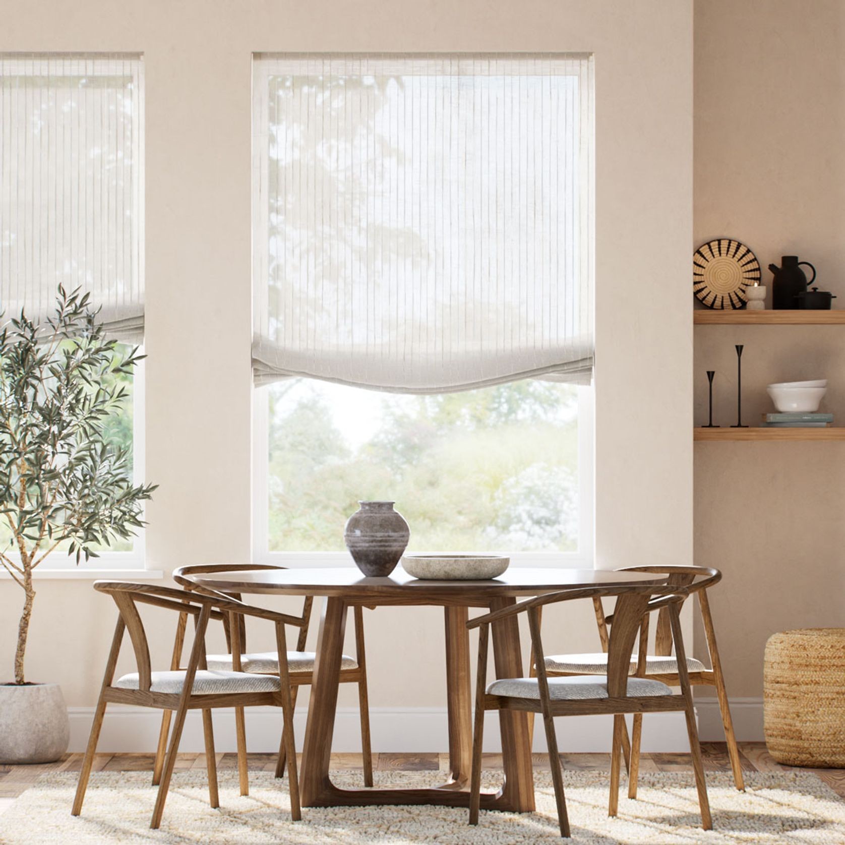 Leone Sheer Cream Relaxed | Roman Blinds gallery detail image