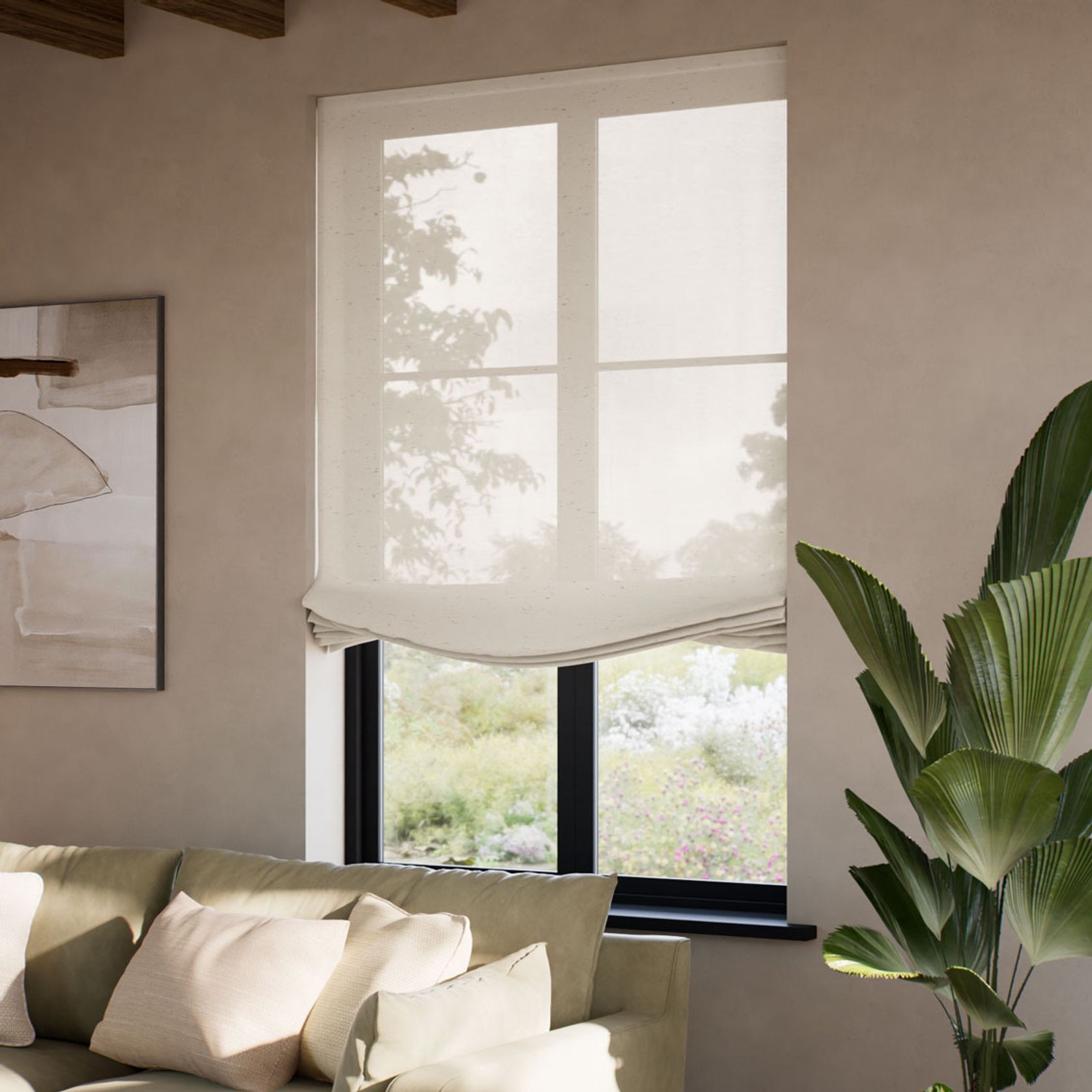Madagascar Sheer Neutral Relaxed | Roman Blinds gallery detail image