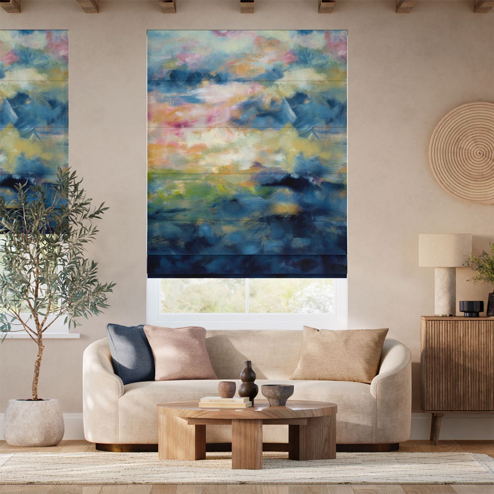 Clarke & Clarke Nairobi Sky Blue | Roman Blinds gallery detail image