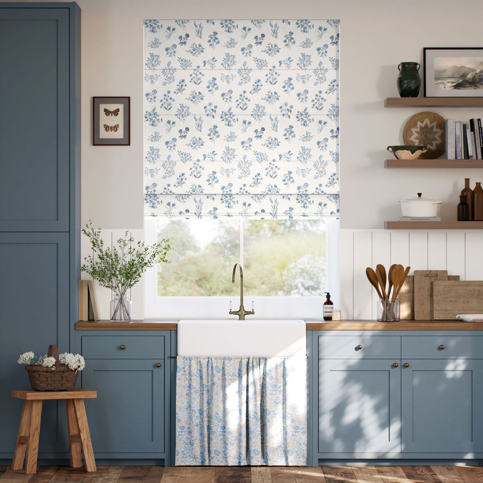 Liberty Shepherdly Meadow China Blue | Roman Blinds gallery detail image