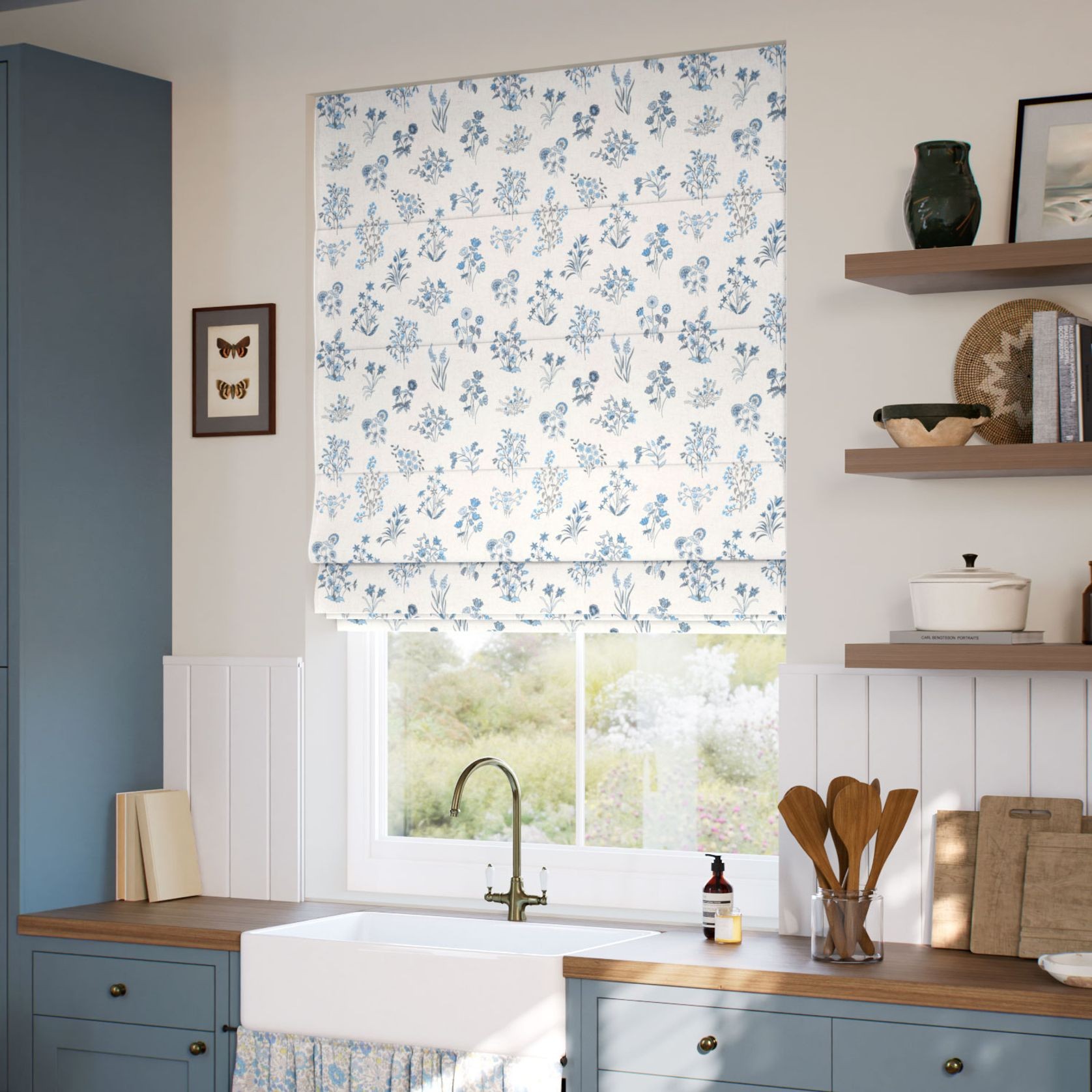 Liberty Shepherdly Meadow China Blue | Roman Blinds gallery detail image