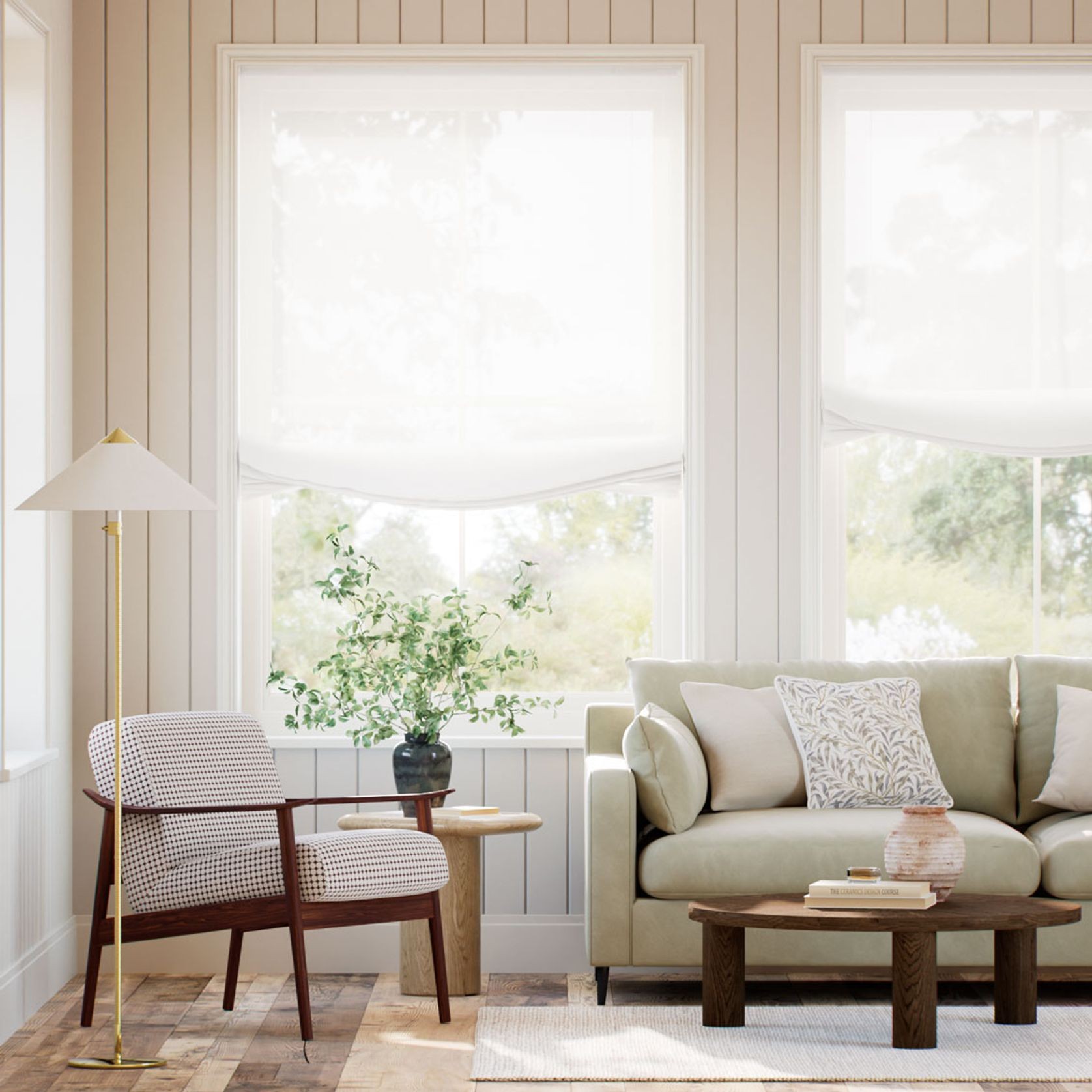 Tahiti Sheer Snow Relaxed | Roman Blinds gallery detail image