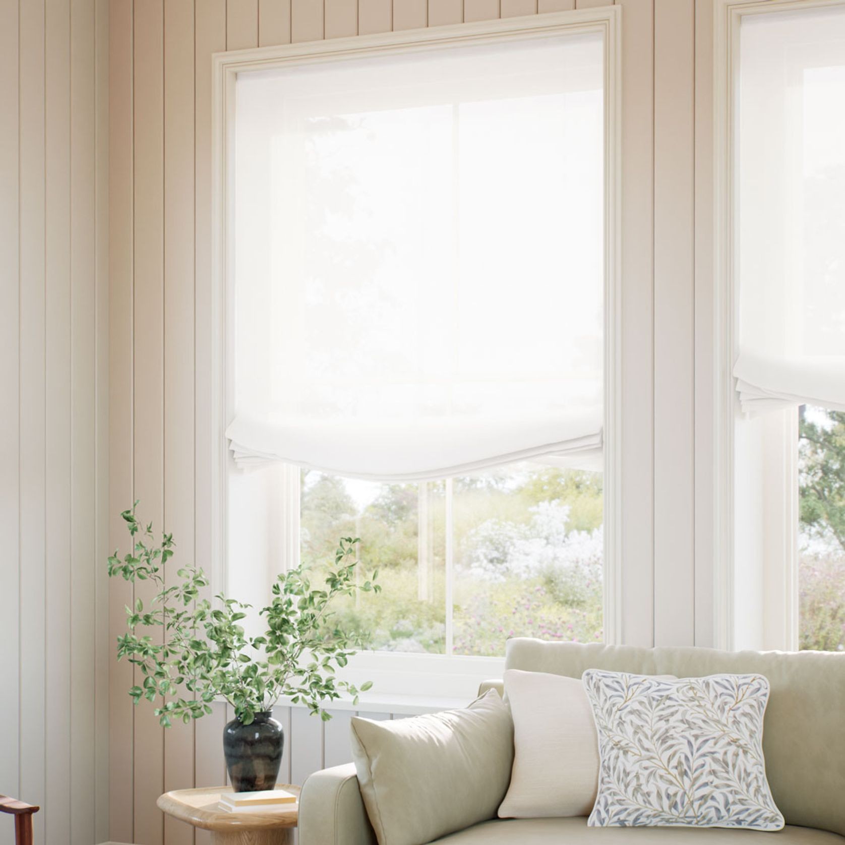 Tahiti Sheer Snow Relaxed | Roman Blinds gallery detail image