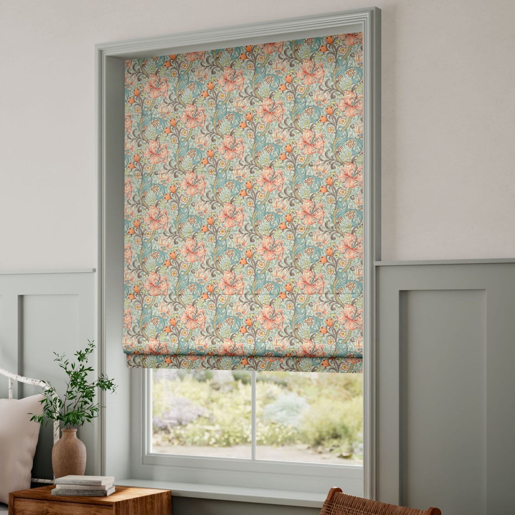 William Morris Golden Lily Coral | Roman Blinds gallery detail image