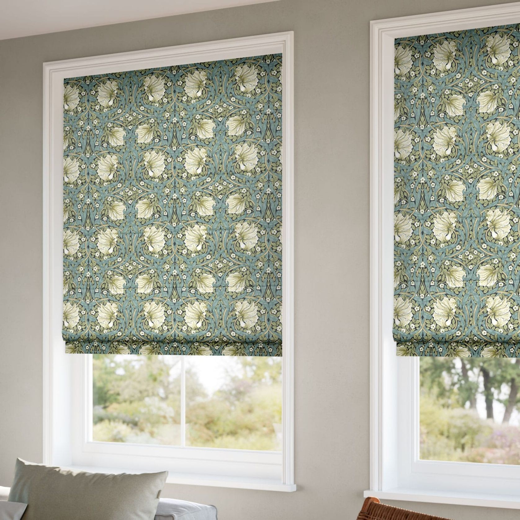William Morris Pimpernel Sage | Roman Blinds gallery detail image