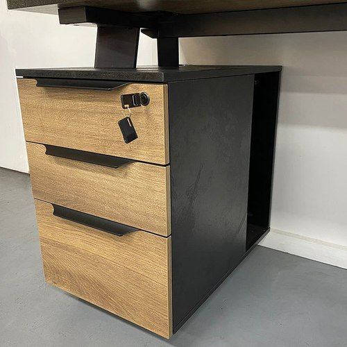 ARTO Single Workstation Desk with Left Cabinet 1.2M - Warm Oak & Black