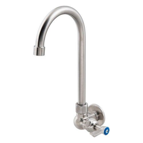 Stainless Steel Single Wall Mount Body with Single Control and Gooseneck Swivel Spout