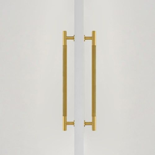 Toorak Linear Knurled Brass Double Door Handle