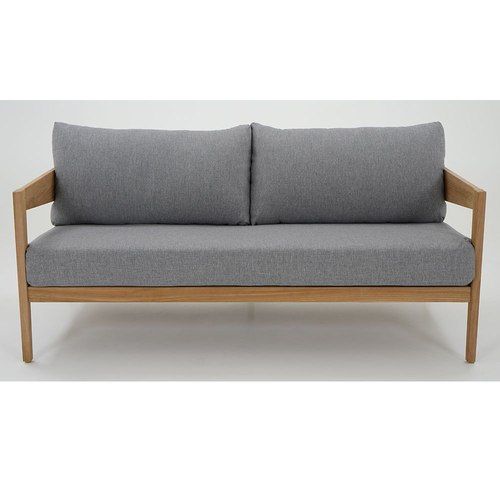 Caledonia Outdoor Teak  2 Seater with Grey Cushions