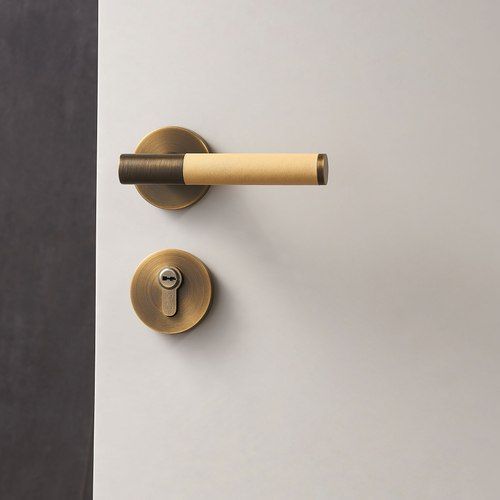 Luxe Doorware - Flemington Leather Bound Antique Brass - Beige
