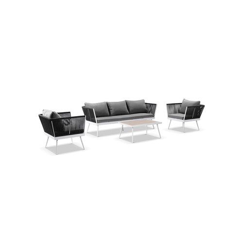 Monica Outdoor Lounge Set & Coffee Table | Frost White