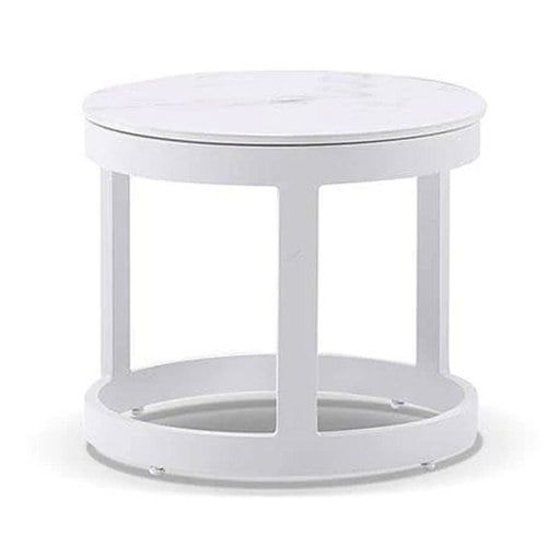 Hugo Outdoor Round White Ceramic Side Table