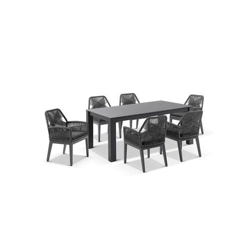 Santorini Outdoor Dining Table with 6 Chairs | Charcoal