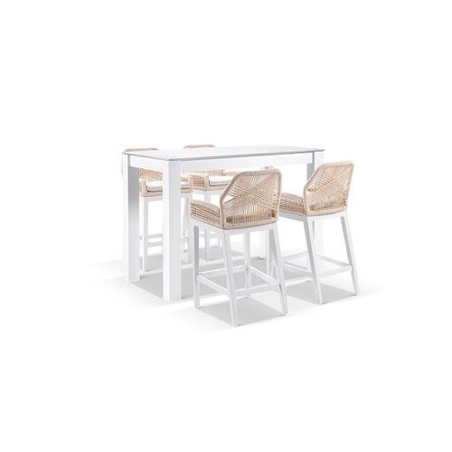 Santorini Rectangle Aluminium Bar Table & Stools |White