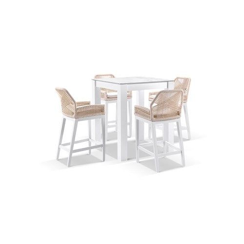 Santorini Square Aluminium Bar Table Stools | White