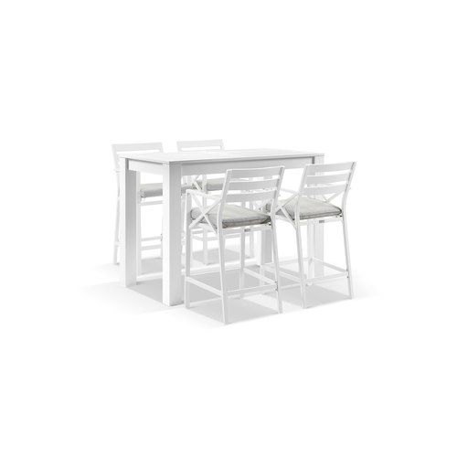Santorini Outdoor 1.5m Table with 4 x Kansas Bar stools