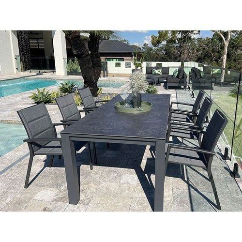 Adele Ceramic Outdoor table & 6x Sevilla Padded Chairs